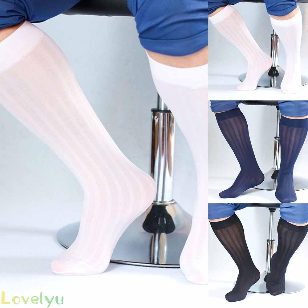 Vớ dài trung bình đến gối vải siêu mỏng co giãn họa tiết kẻ sọc 100% mới chất lượng cao cho nam