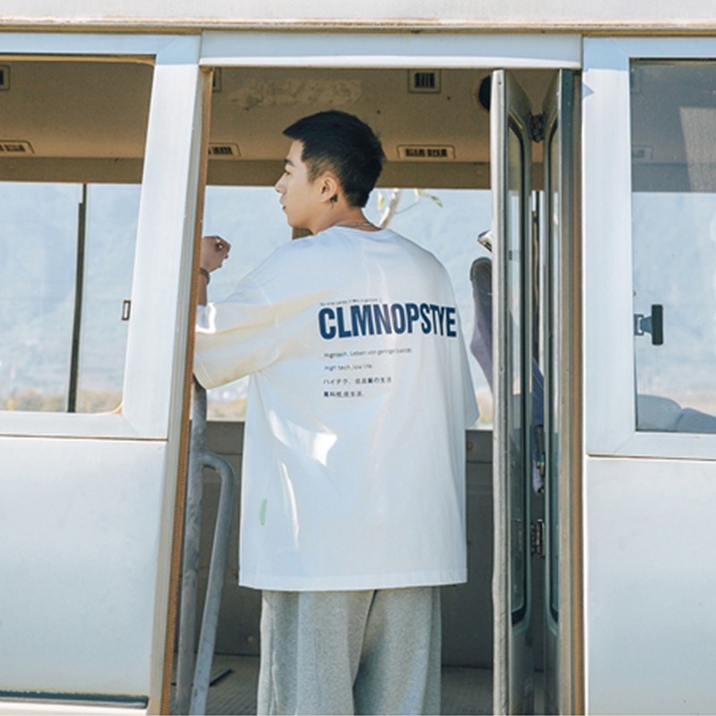 Áo thun tay lỡ unisex nam nữ phông form rộng CLMNOPSTYE teen cổ tròn oversize cotton giá rẻ màu đen trắng tee pull