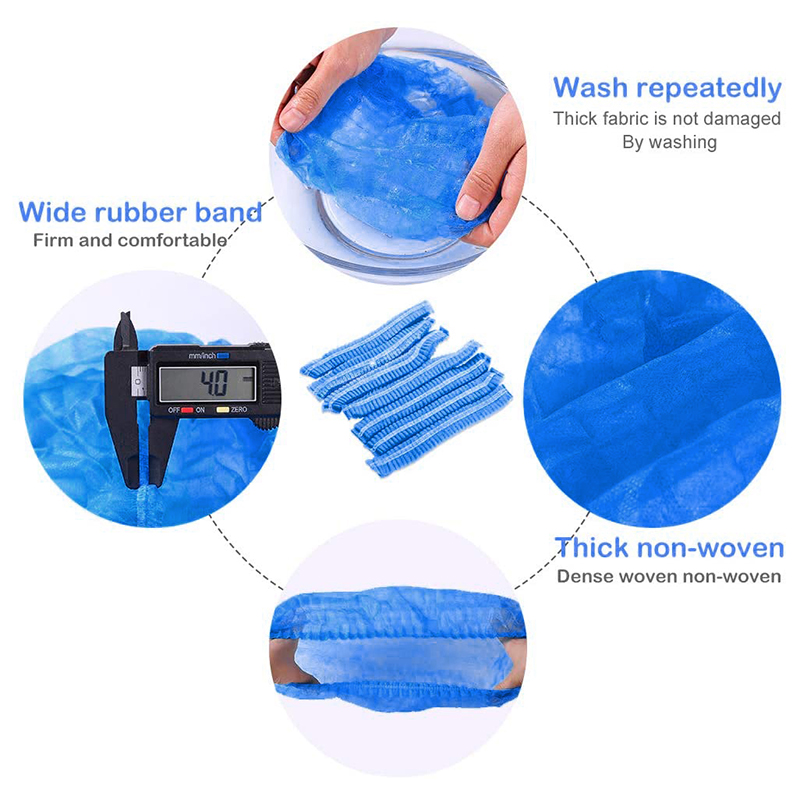 Mũ trùm tóc vải không dệt 2 lớp chắc chắn dùng 1 lần chống bụi thoáng khí 50.21inch