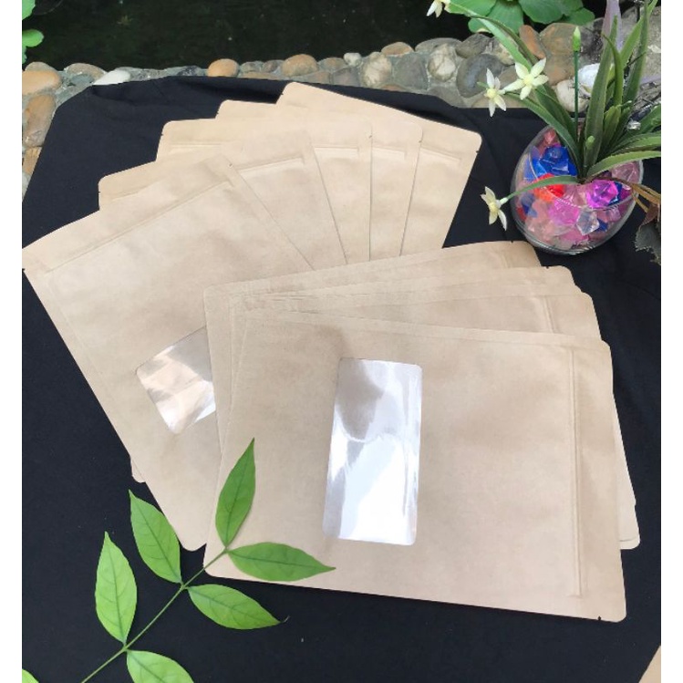 Túi zip giấy có cửa sổ / túi zip giấy kraft đựng thực phẩm (500g/1kg)