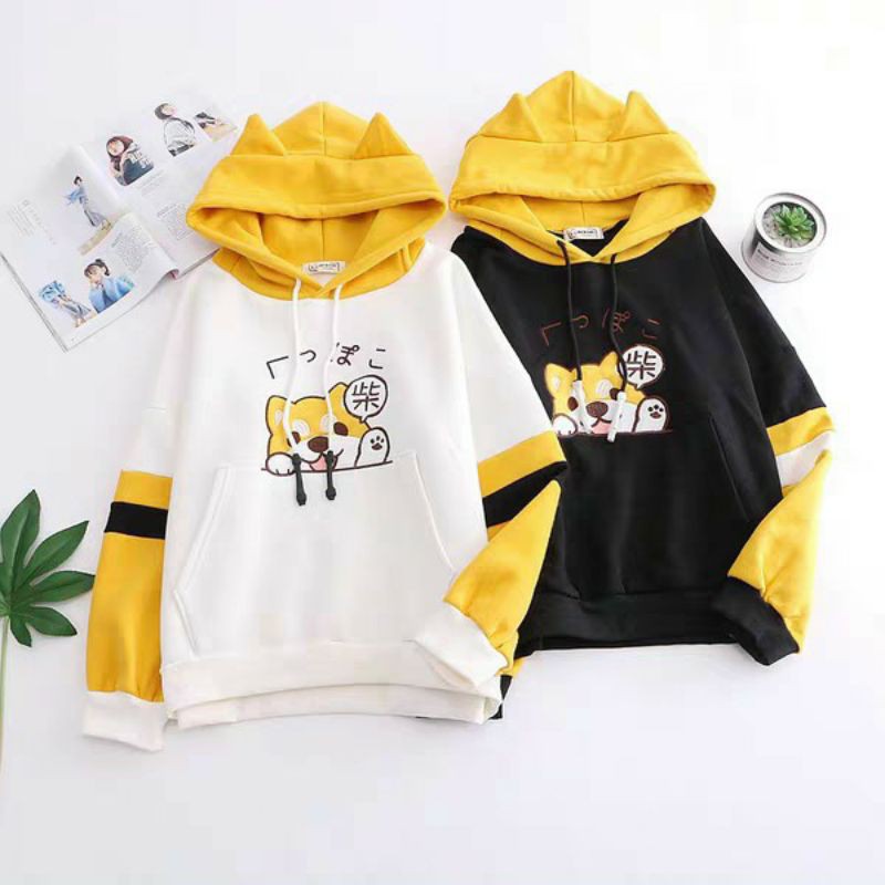 Áo hoodie cún Shiba Unisex freesize 58kg in nổi kèm ảnh thật