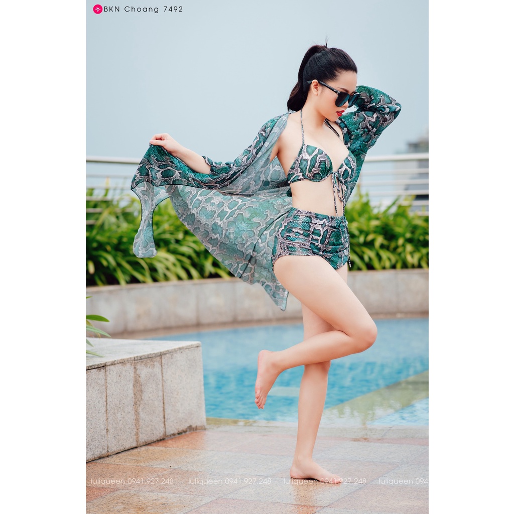 Bikini 2 mảnh sexy kèm Choàng voan cao cấp 7492 - LULIQUEEN - Đồ bơi đi biển mùa hè che khuyết điểm