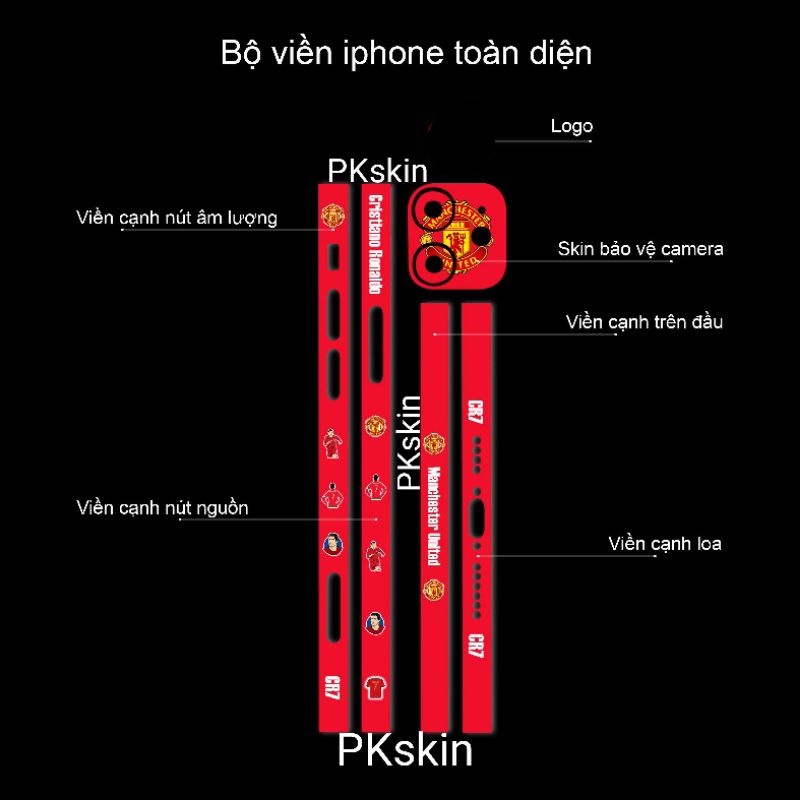 Miếng dán skin viền in hình cho iPhone 13, 13 pro, 13 pro max, 13 mini theo yêu cầu (bộ 4)