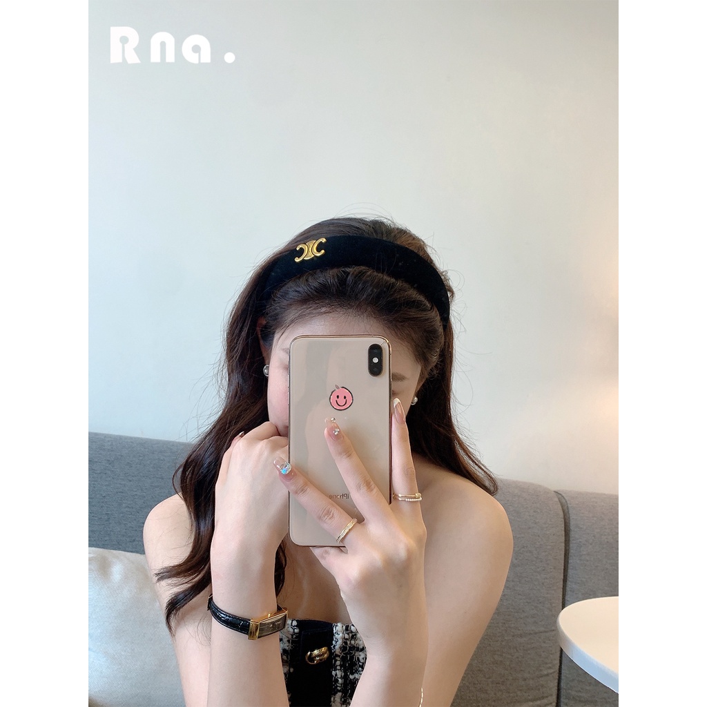Băng Đô Cài Tóc Chất Nhung Màu Đen Phong Cách Pháp Cổ Điển Thời Trang Mùa Hè Cho
