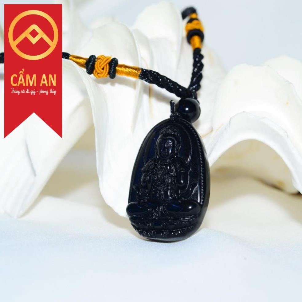 Mặt dây bản mệnh màu đen đá t.ự nh.iên núi lửa Obsidian  phù hợp mệnh Kim, mệnh Thủy và mệnh Mộc