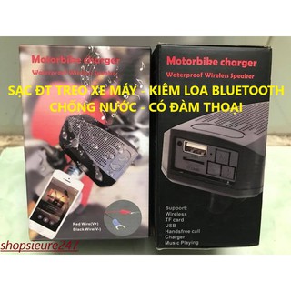 SẠC ĐIỆN THOẠI GẮN XE MÁY CHỐNG NƯỚC CÓ LOA BLUETOOTH CÓ ĐÀM THOẠI