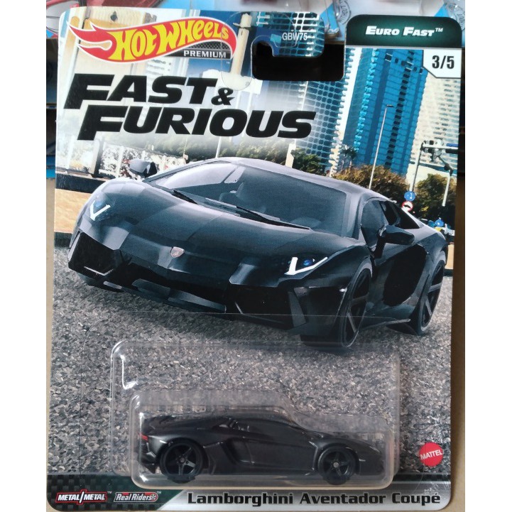 Xe mô hình Hotwheels cao cấp, thân kim loại, bánh cao su Lamboghini Aventador Coupe (Fast & Furiuos)