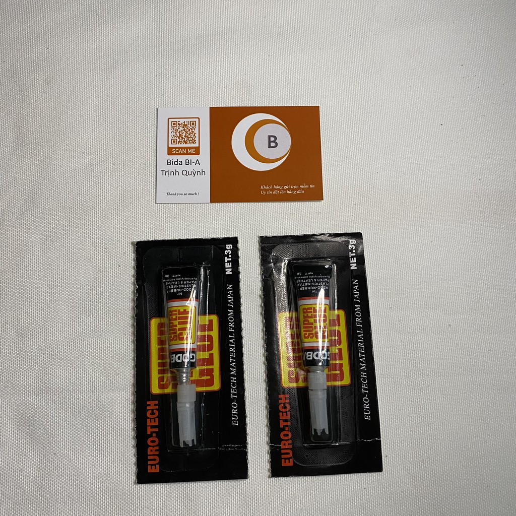 Keo Dán Chuyên Dùng Đầu Cơ Bida/Bi-a  B TRINH QUYNH BILLIARDS  Keo Dán Super Glue Tuýp 3 gam Vỉ Màu Đen