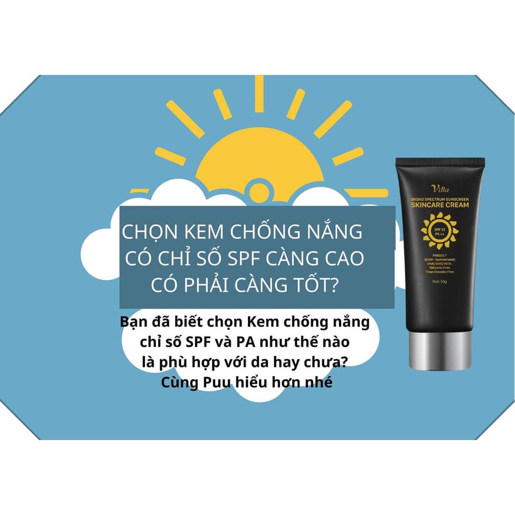 KEM CHỐNG NẮNG PHỎ RỘNG VIBA 90GR CHỐNG TIA UVA, UVB, ÁNH SÁNG XANH SPF 32 PA ++