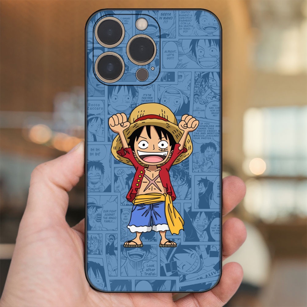 Ốp lưng iPhone 14 Pro dẻo đen cạnh vuông in hình Luffy One Piece
