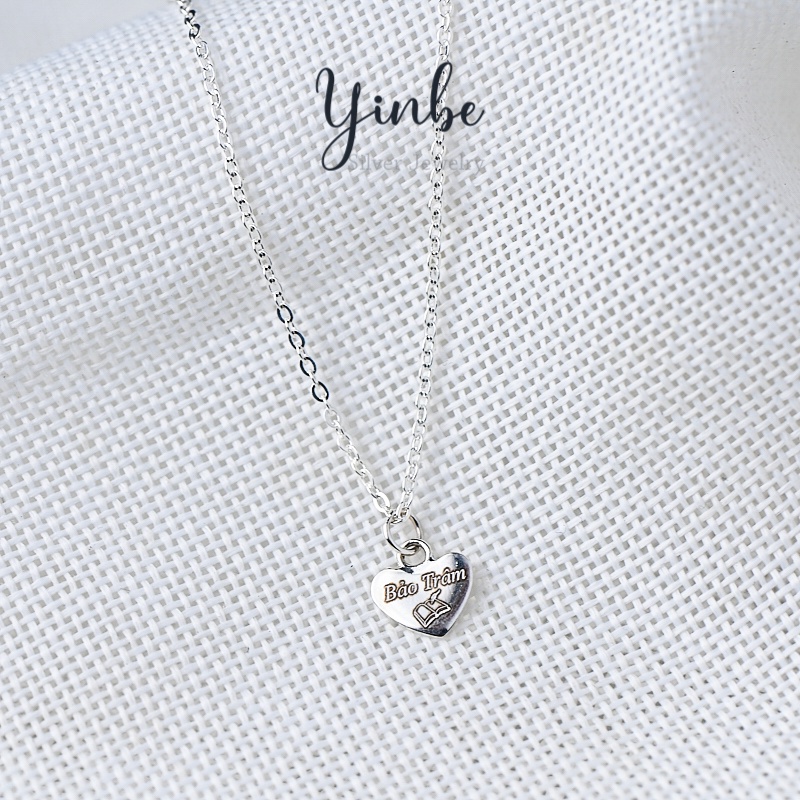 Dây chuyền nữ mặt tim vòng cổ mặt tim dây chuyền bạc s99 Yinbe Silver nhận khắc chữ theo yêu cầu