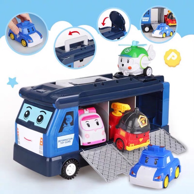 Có sẵn 💕💕 Set Xe Tải Vận Chuyển Poli & Các Bạn 💕💕 Dài 30cm - Ảnh thật