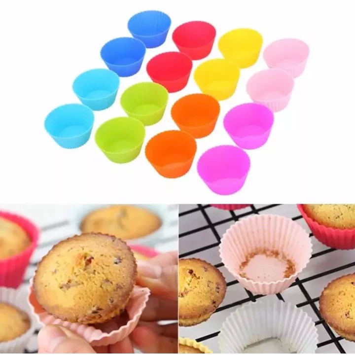 Bộ 6 khuôn Cupcake làm bánh, chất liệu Silicon an toàn, làm bánh bông lan, bánh tart cực ngon - Giao ngẫu nhiên