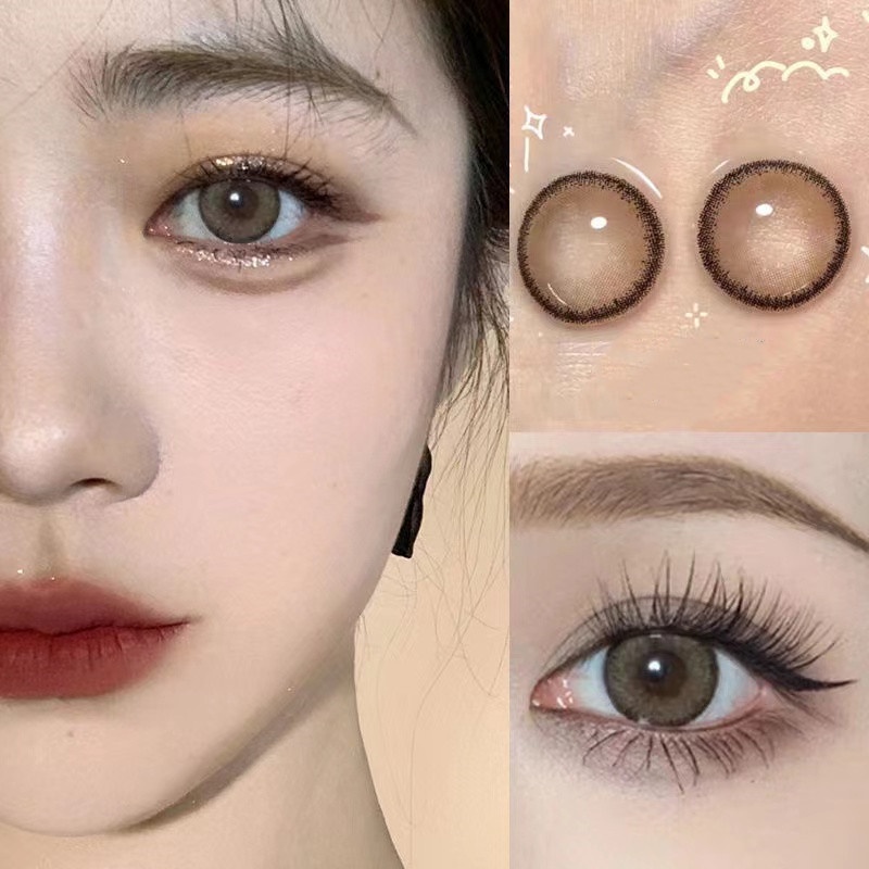 KSSEYE Kính áp tròng Tự nhiên Hàn Quốc 2 miếng Kính áp tròng màu nâu Silicone Hydrogel Dễ thương học sinh hàng ngày
