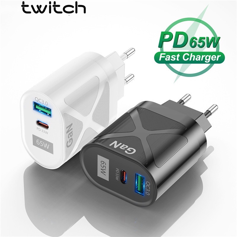 Củ sạc nhanh Twitch 65W PD 33W USB Type C QC 4.0 3.0 cao cấp