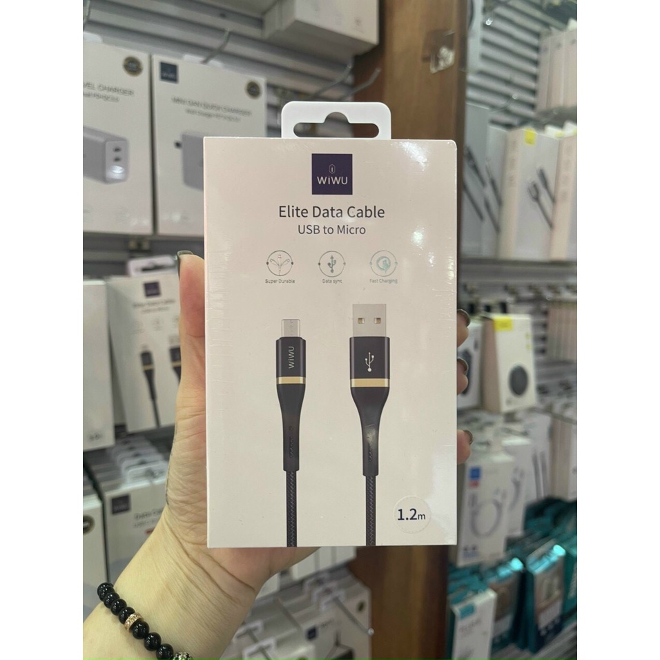 Cáp Wiwu Elite Data Cable ED-102 Giao diện USB sang Micro USB tích hợp chip thông minh, sạc nhanh hơn - Hàng chính hãng