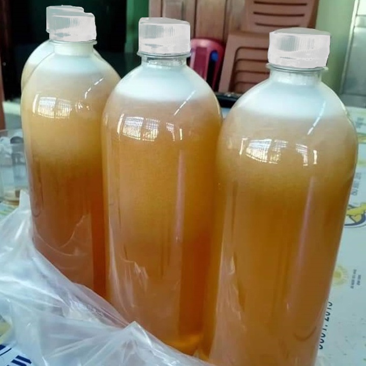 Chai nhựa 1000ml dáng tròn loại siêu dày có kèm nắp trắng chuyên đựng tinh dầu mật ong sữa chua nước ép