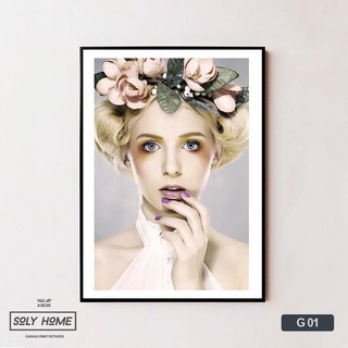 Tranh Canvas Cô  Gái Đội Vòng Hoa Độc Đáo, Size 30x45 cm, Mã AA10