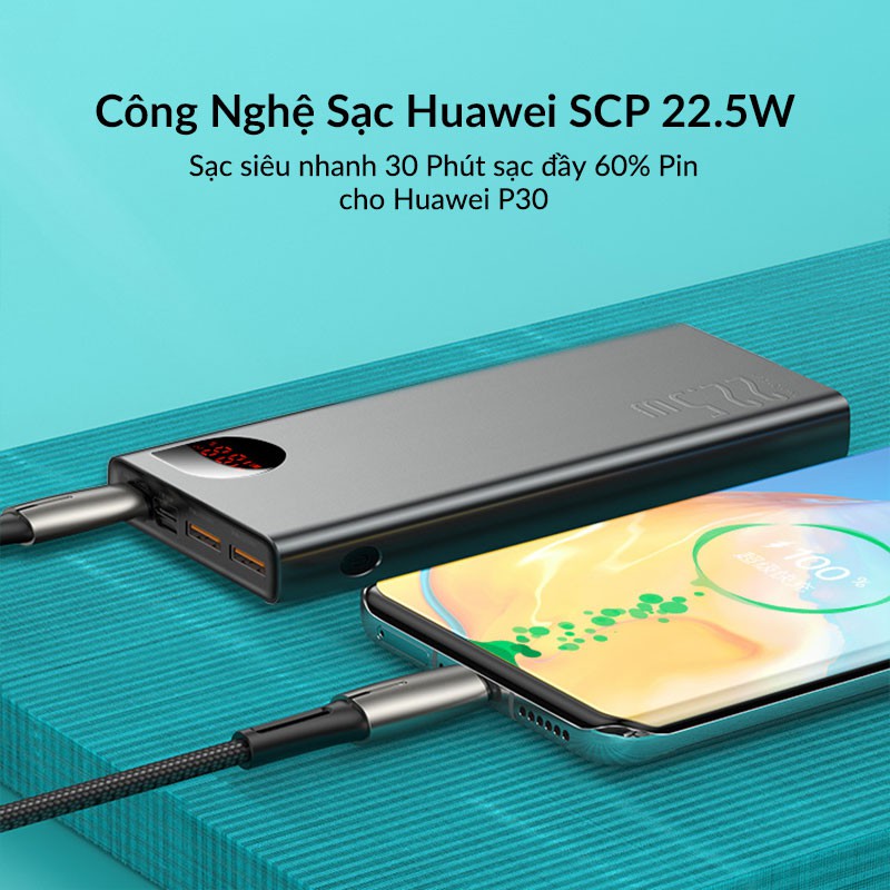 Pin sạc dự phòng 20000mAh Baseus Adaman Metal Digital Display Quick Charge 22.5W Hỗ Trợ PD3.0, QC3.0, SCP, AFC