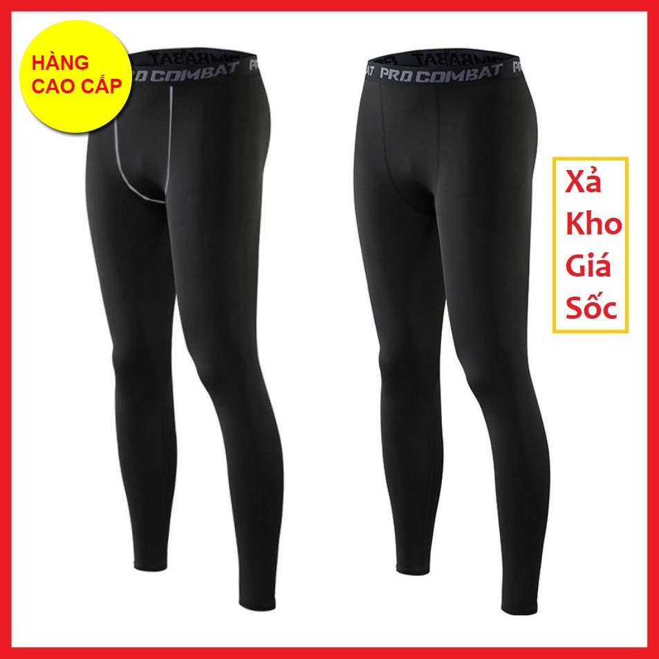 [XẢ KHO] QUẦN GIỮ NHIỆT COMBAT PRO LEGGING TẬP GYM NAM DÀI MÀU ĐEN