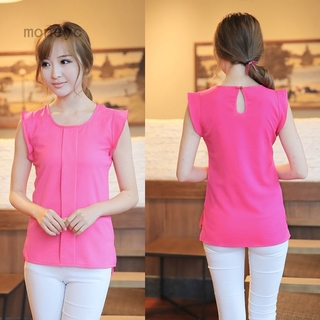 Áo Sơ Mi Chiffon Cổ Tròn Tay Cánh Tiên Thiết Kế Thanh Lịch Cho Nữ