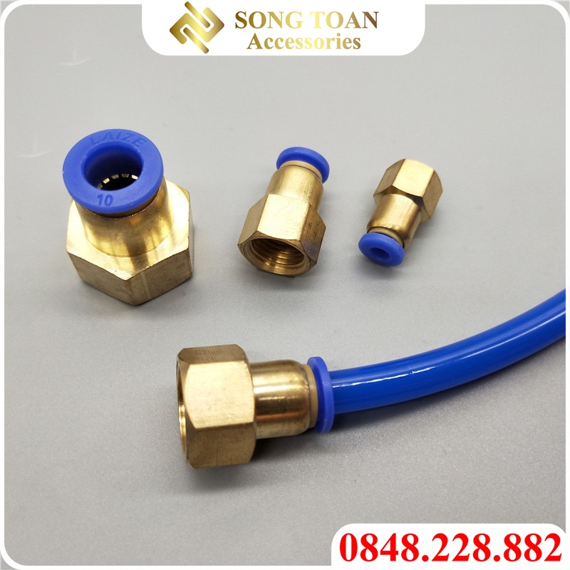 Ren Trong Nối Nhanh 1 Chạm & PCF - Cắm Đường Kính Ngoài Ống Phun Sương & Dây Hơi PU Khí Nén 6 8 10 12 mm