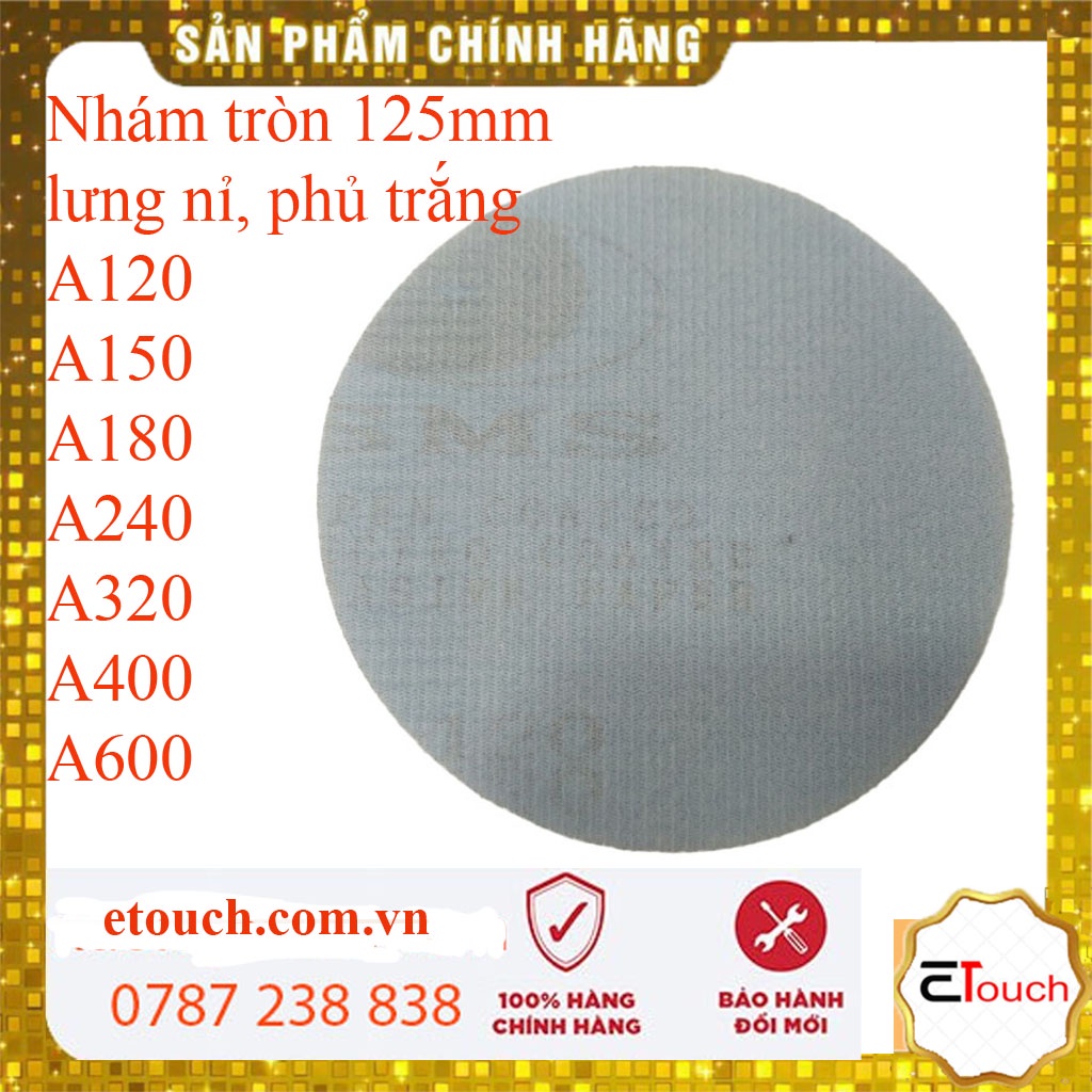Giấy nhám tròn 125mm, bề mặt sản phẩm có lớp phủ stearate