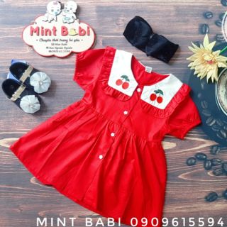 Váy cherry + set yếm cho bé