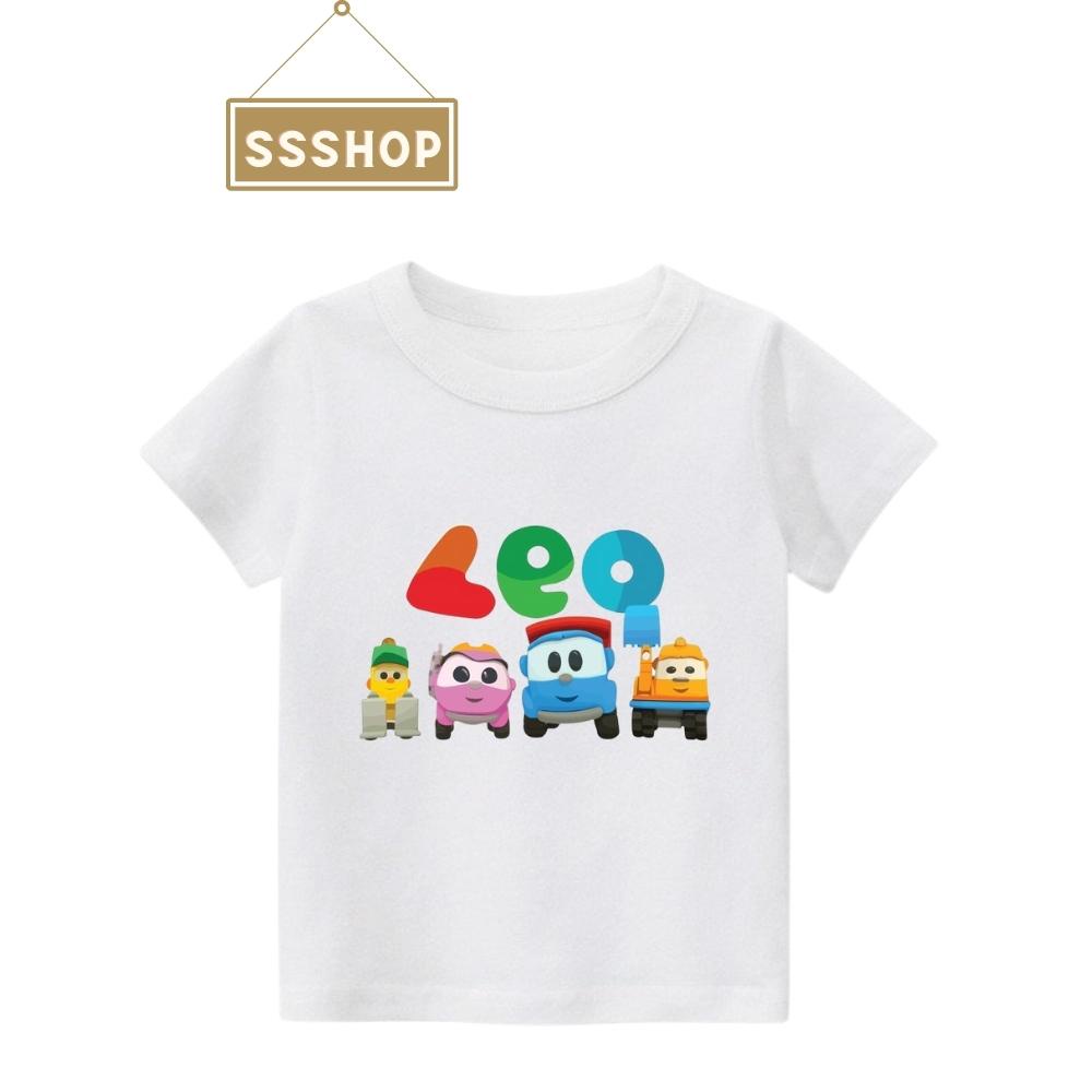 Áo thun trẻ em💖Áo cotton mát mịn họa tiết hoạt hình LEO THE TRUCK cho bé trai và bé gái💖Hình in sắc nét💖05