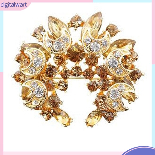 Ghim Cài Áo Hình Hoa / Trăng / Lưỡi Liềm Đính Đá Phong Cách Vintage Thời Trang Cho Nữ