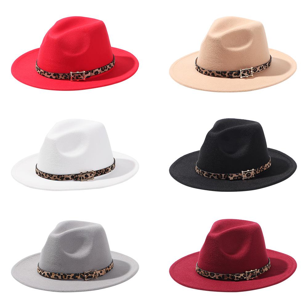 Mũ Rộng Vành Chất Liệu Len Nỉ Họa Tiết Da Báo Thời Trang