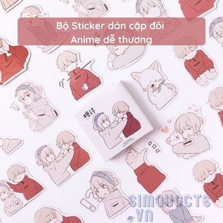 Hộp 45 Sticker nhãn dán cặp đôi crush anime ST16