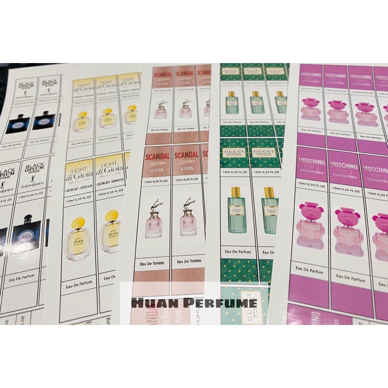 Set 10 tem dán chai chiết nước hoa mẫu thông dụng | Thế Giới Skin Care