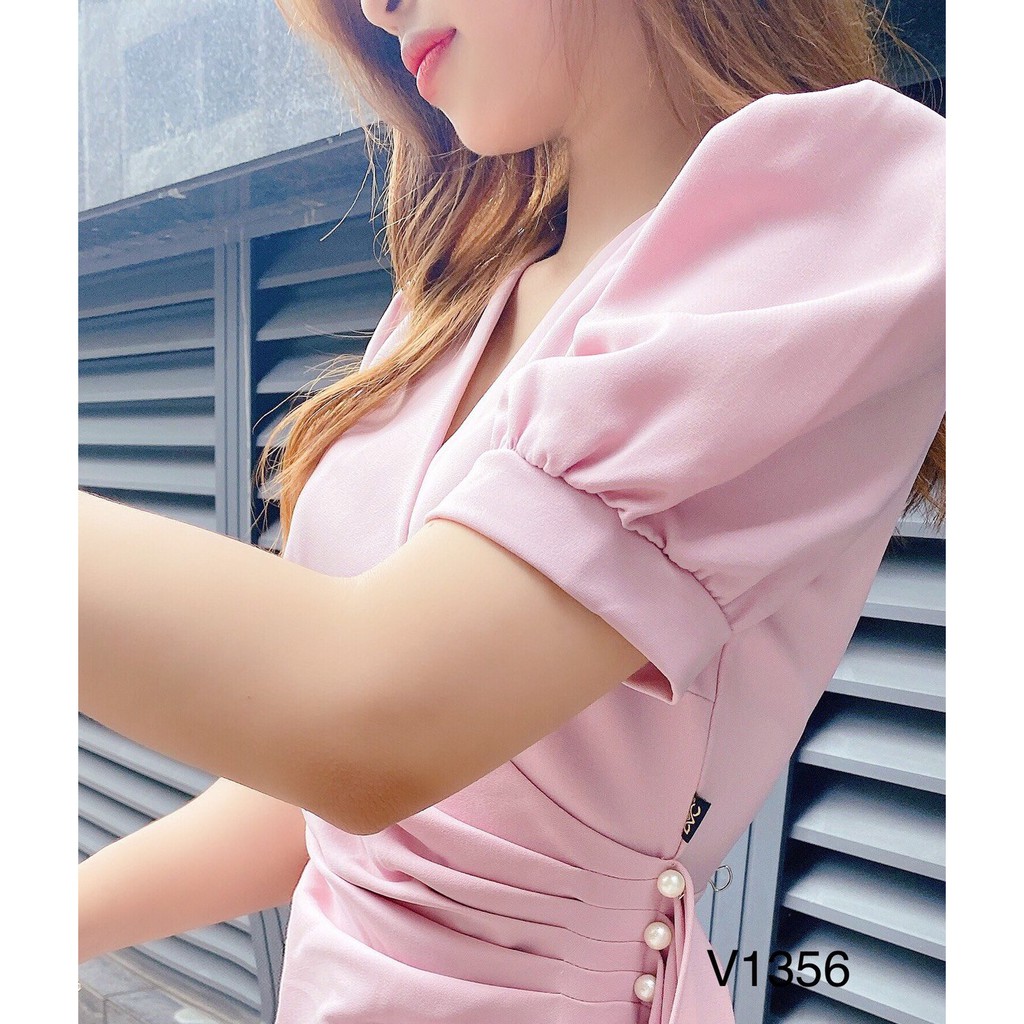 Váy suông hồng nhún eo V1356 - Đẹp Shop DVC - Kèm ảnh thật trải sàn do shop tự chụp | BigBuy360 - bigbuy360.vn