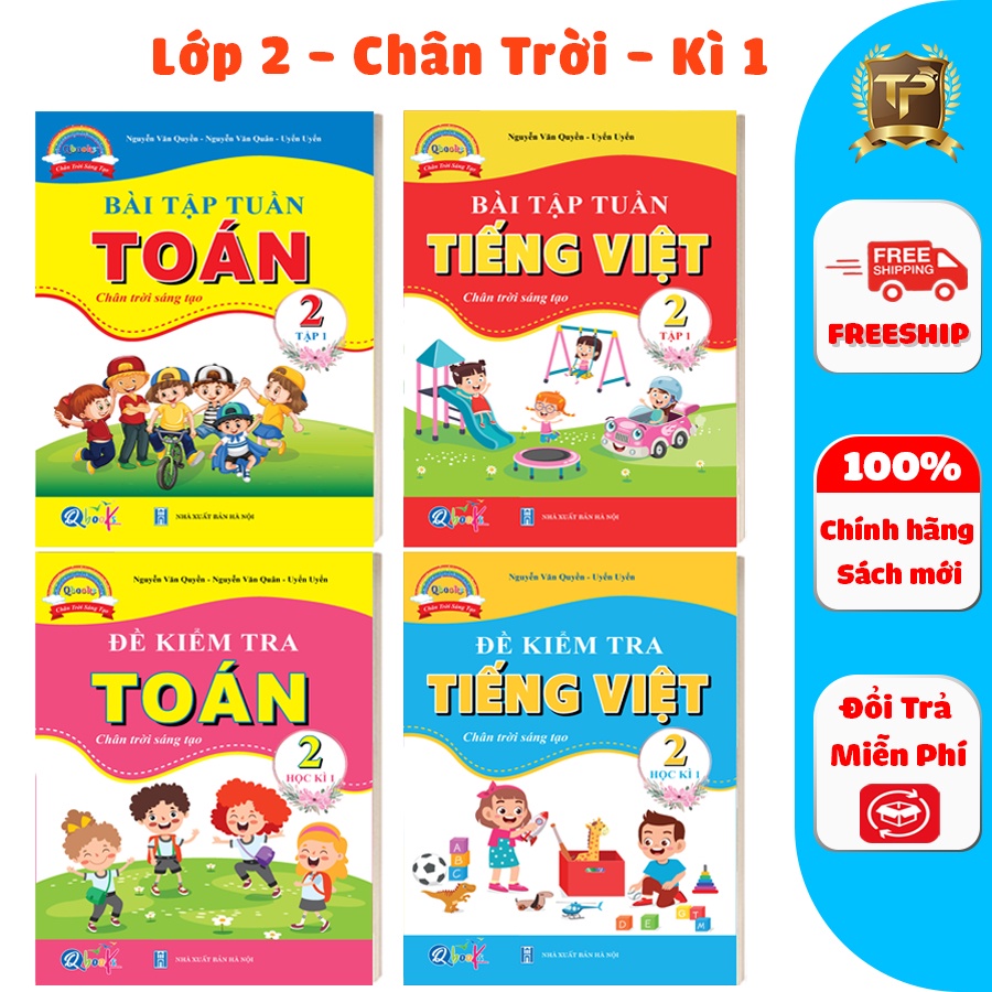 Sách - Combo Bài Tập Tuần và Đề Kiểm Tra lớp 2 - Chân Trời Sáng Tạo Toán và Tiếng Việt Học kì 1 (4 cuốn)