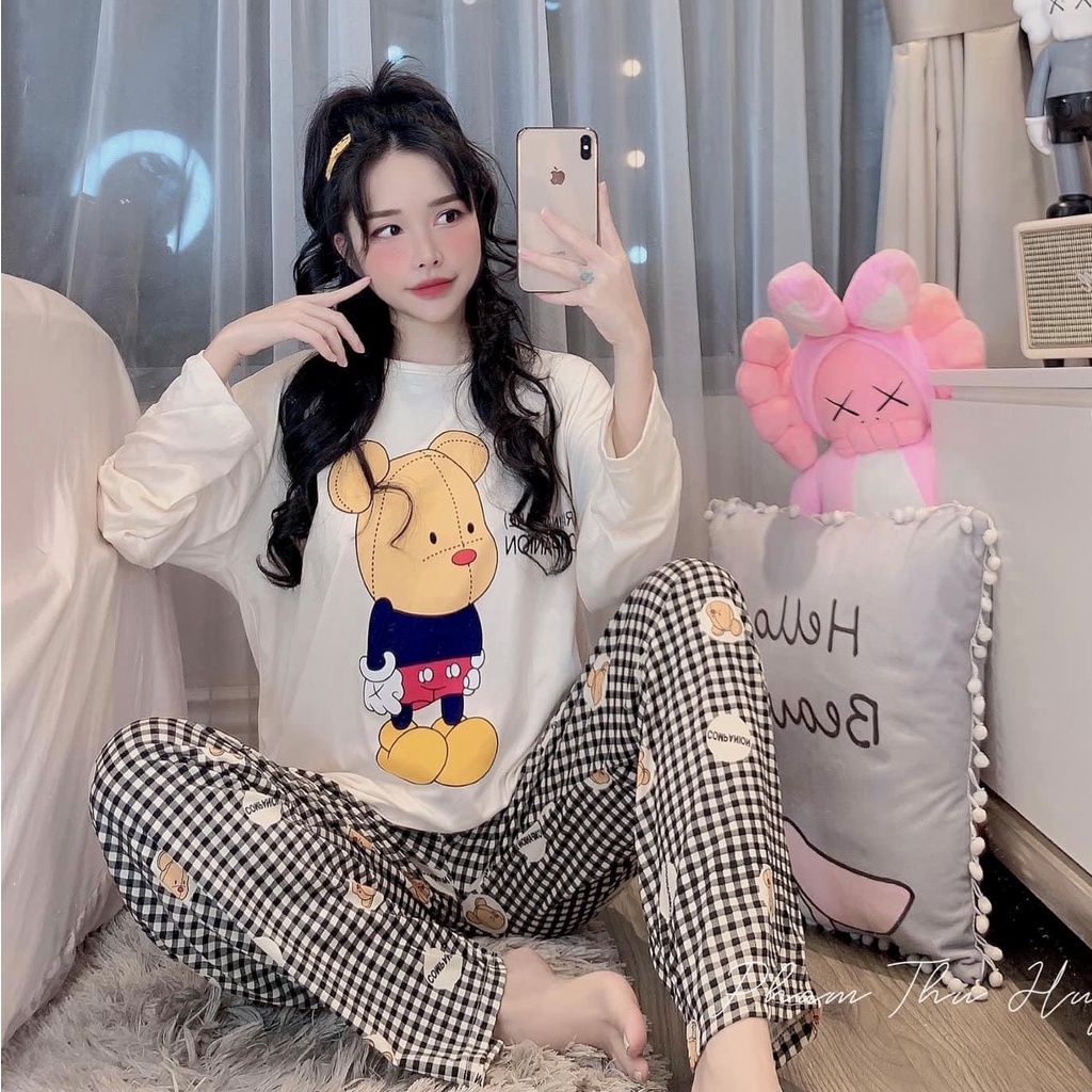 Đồ bộ mặc nhà đồ ngủ nữ thun cotton chất đẹp mềm mịn in hình dễ thương 🍀[HÀNG ĐẸP CHUẨN] | BigBuy360 - bigbuy360.vn
