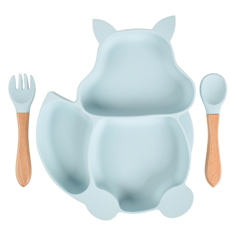 Bộ Tô Muỗng Nĩa Bằng Silicone Hình Chú Sóc Đáng Yêu Cho Bé