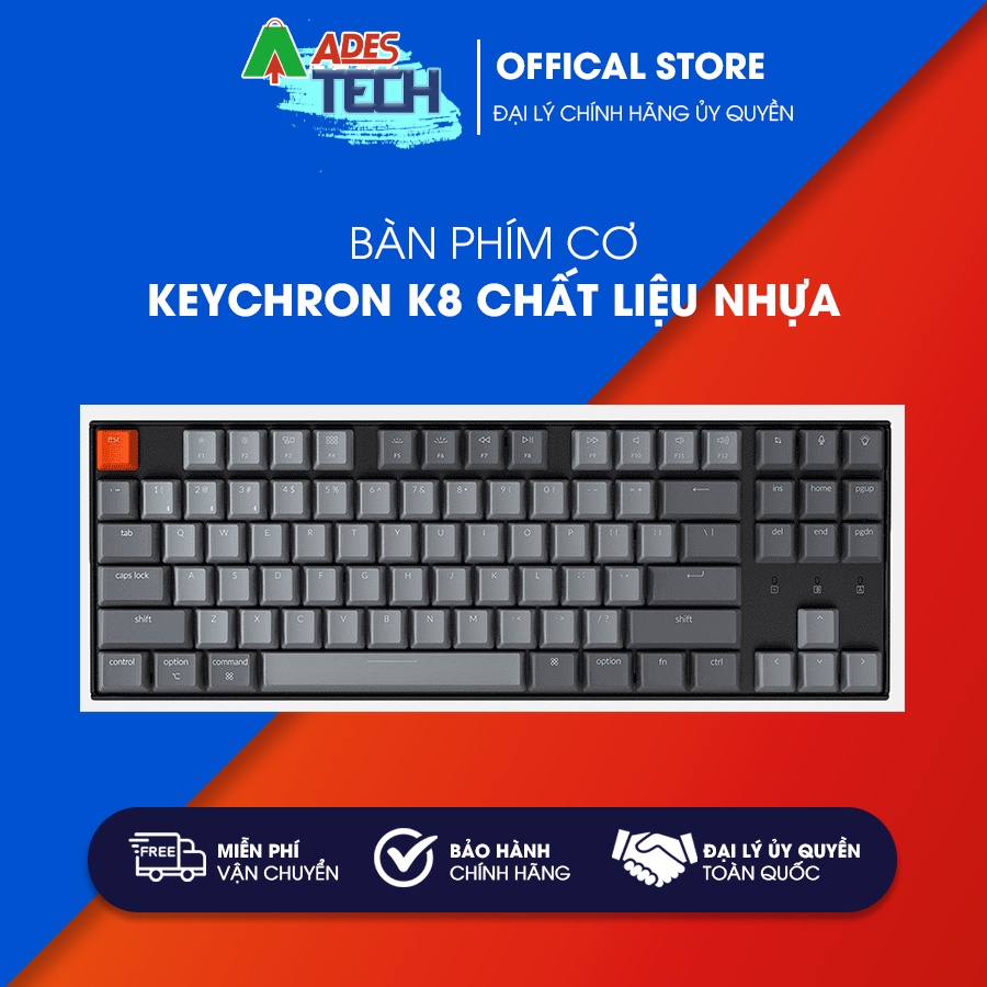 Bàn Phím Cơ Keychron K8 Chất Liệu Nhựa Switch Gateron - Bảo hành 12 tháng