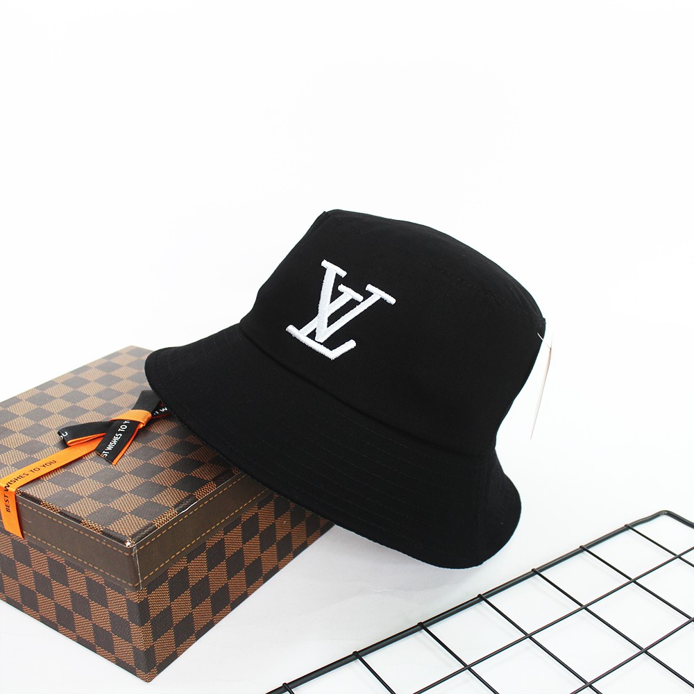 Mũ Bucket Nón Tai Bèo Loui.s Vuit.to.n LV02 Đen Trơn Vải Kaki