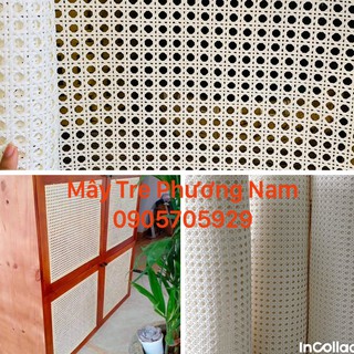 Mành mây đan mắt cáo phương nam  sợi nhựa khổ 50 trắng giá xưởng