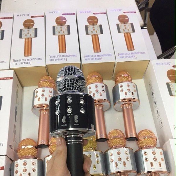 Micro đa năng 6 in 1 hát karaoke kiêm loa bluetooth thế hệ mới nhất(Ws-858)-Hàng Chuẩn Loại 1