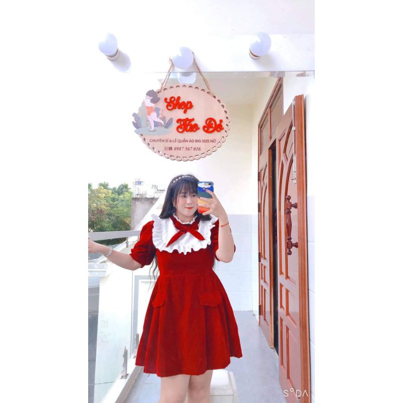 đầm nhung cổ bèo