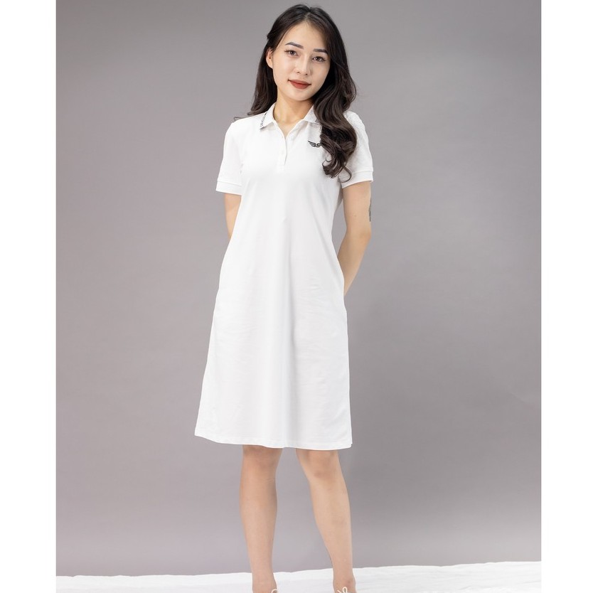 Đầm Polo dáng suông nữ vải cotton cá sấu cao cấp, chuẩn form, cổ phối UCO thêu chữ họa tiết 𝟰𝟬𝟲𝟭- 𝗘𝗠𝗦𝗣𝗢