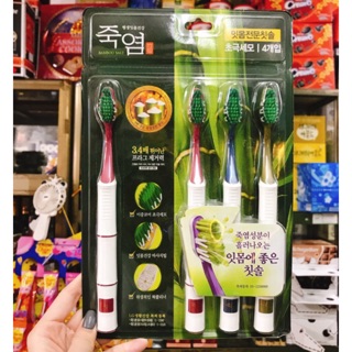 VỈ 4 BÀN CHẢI ĐÁNH RĂNG MUỐI TRE BAMBOO SALT IN MOM DÀNH CHO NƯỚU