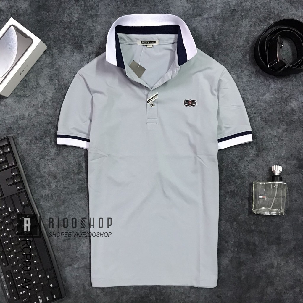 Áo thun nam ngắn tay có cổ cổ trụ Men Basic cao cấp RCP001AV - áo phông nam đẹp Riooshop | BigBuy360 - bigbuy360.vn