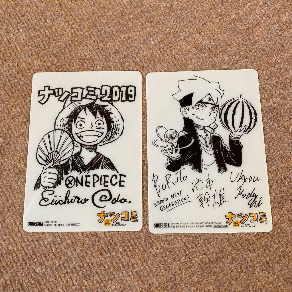 Set 2 Card thẻ PVC 10.5x 14.8cm: Uzumaki Boruto- Naruto  sản phẩm Natsu Comic, chữ ký tác giả Masashi Kishimoto