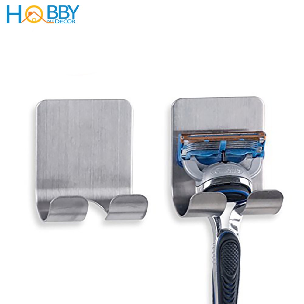 Combo 2 móc treo bàn chải lưỡi cạo râu dán tường inox 304 Hobby PC12