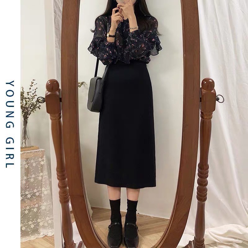 Chân Váy Dài Ulzzang Xinh- Chân Váy Nữ 1 cúc 1018