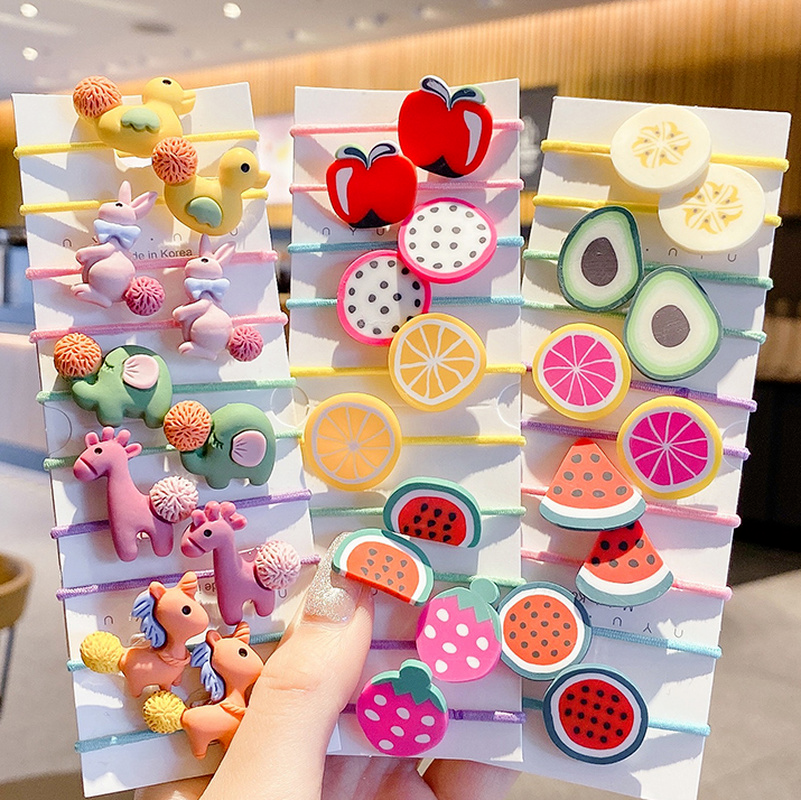 Set 10 Dây Cột Tóc Hình Hoa Trái Dễ Thương Cho Bé Gái