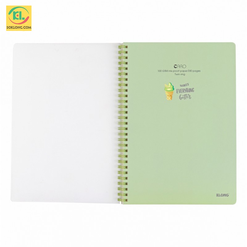 Vở gáy lò xo B5 80 trang caro bìa nhựa Pastel - sổ Klong MS 574